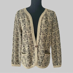 Jones New York Floral Pattern Cardigan Made in Hong Kong